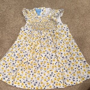 Charming Yellow and White Floral Kids Dress